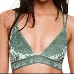 PINK by Victoria’s Secret Green Crushed Velvet Medium Unlined Triangle Bralette